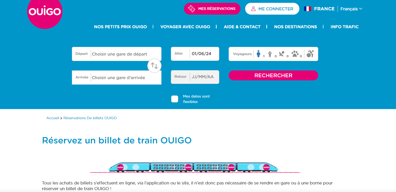 Service réservation Train Ouigo