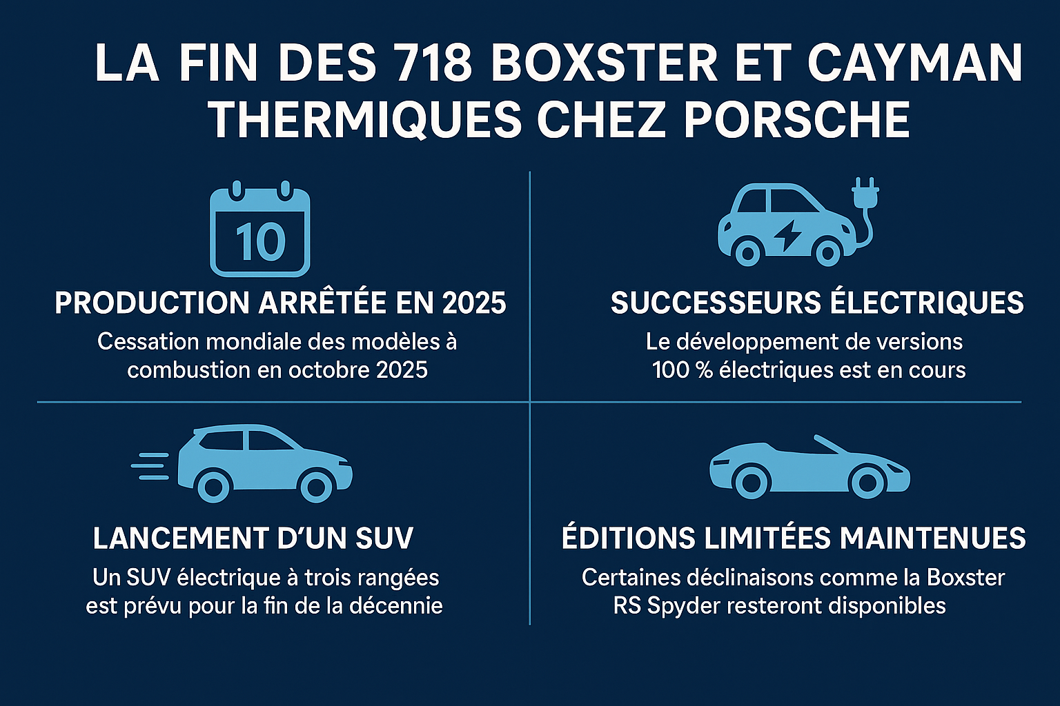 Fin des 718 Boxster et Cayman
